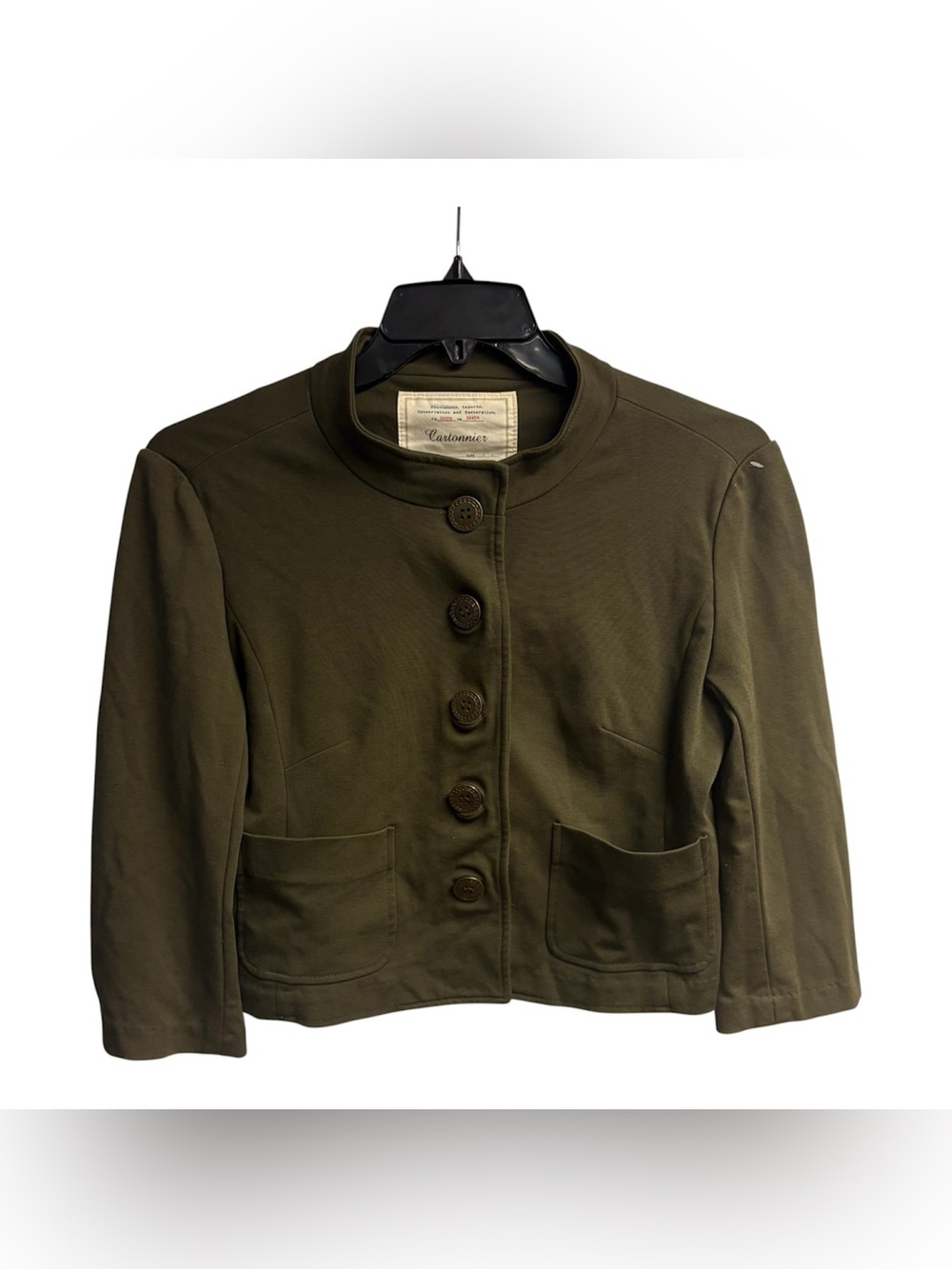 Cartonnier Anthropologie Knit Cropped Military Style Jacket Blazer Size Large